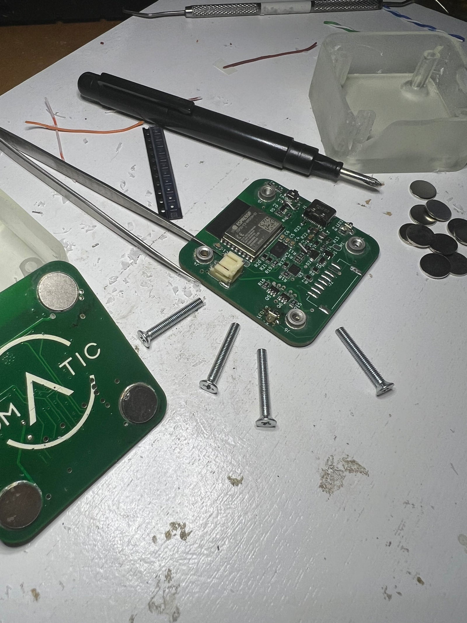Somatic VR firmly believes in your right to be able to repair your electronic devices. We have designed each EROS tracker to be fully repairable by the end user without requiring an engineering degree. This image shows a few of the components from our initial Alpha prototype builds.